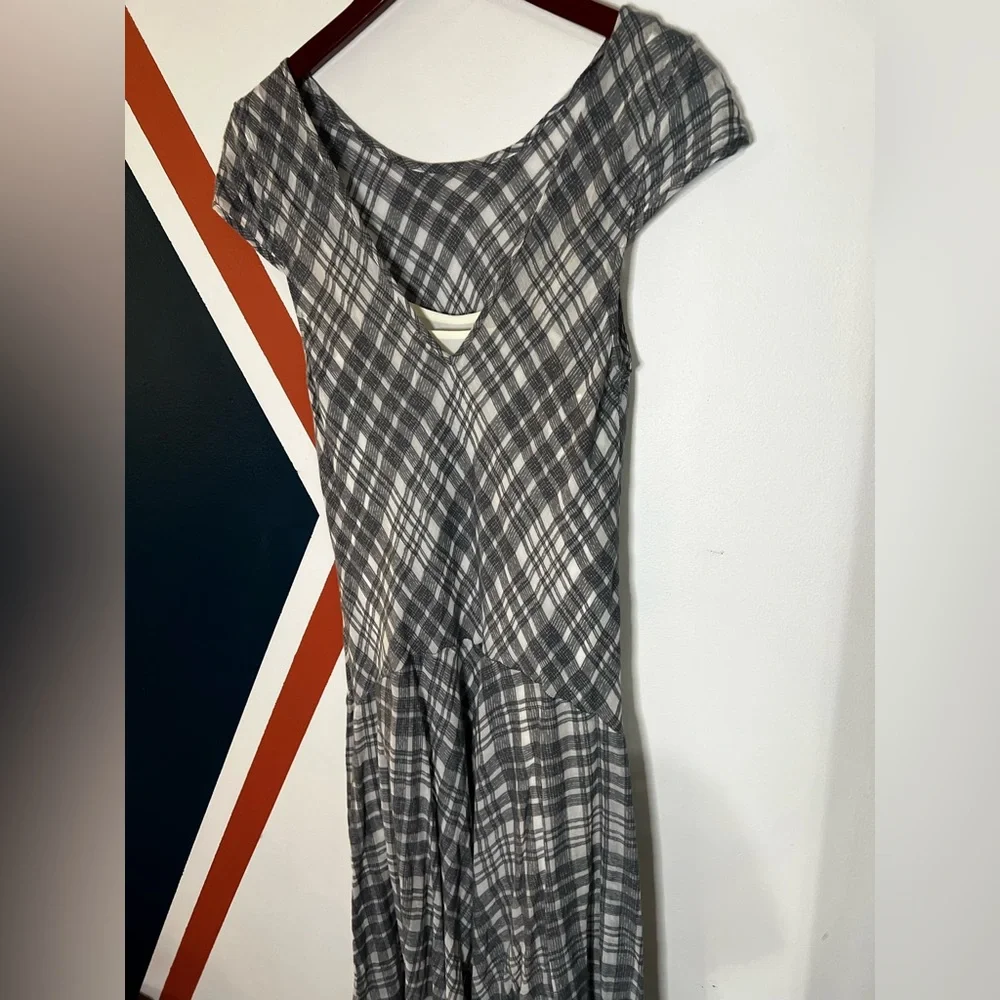 Free People Gray Plaid Maxi Dress